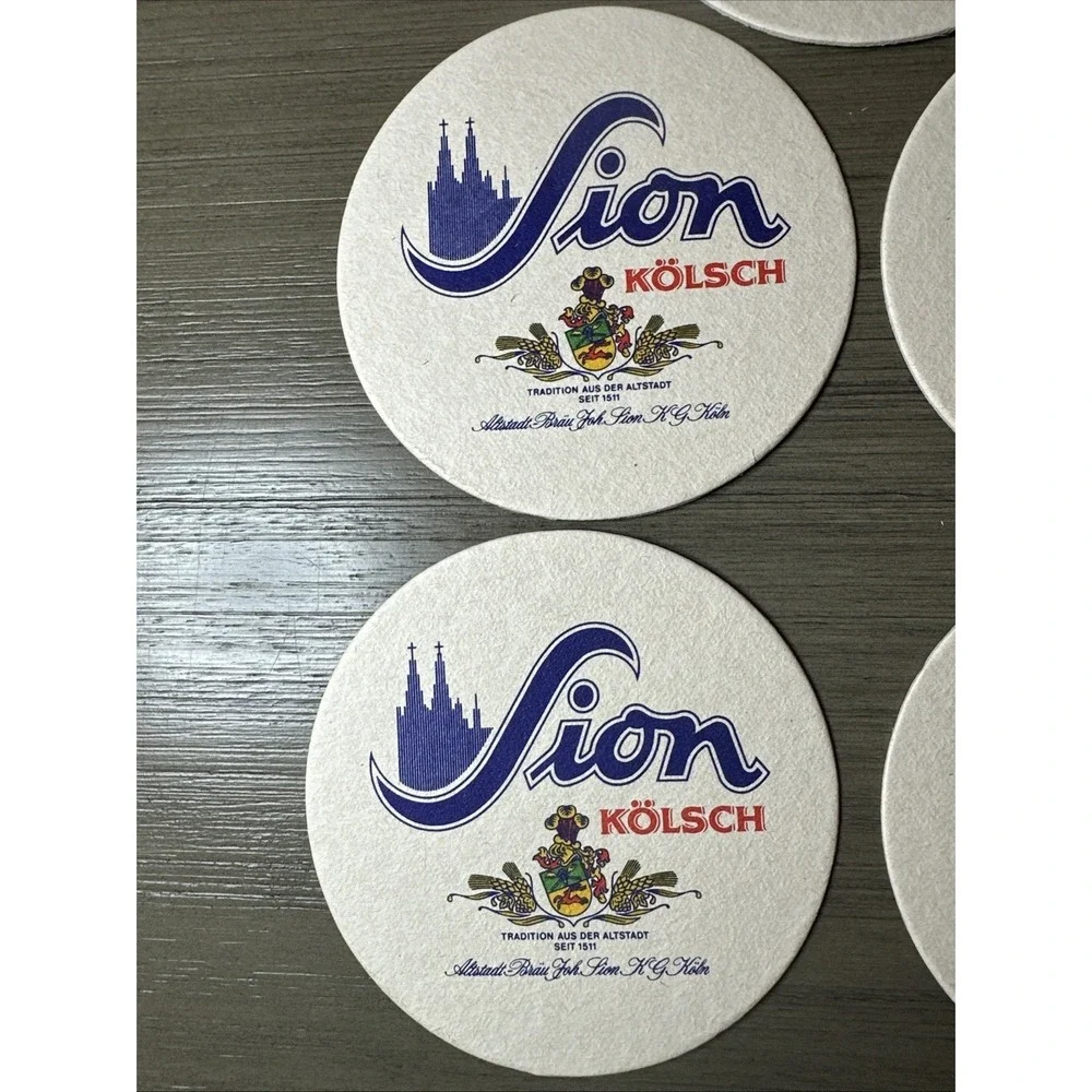 6 Sion Kolsch 4 Inch Round Beer‎ Coaster RARE VINTAGE